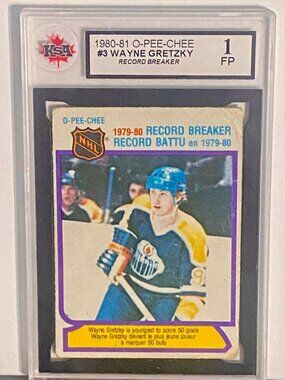 1980-81 O-Pee-Chee Wayne Gretzky #3 Record Breaker KSA Graded 1 FP Hockey Card